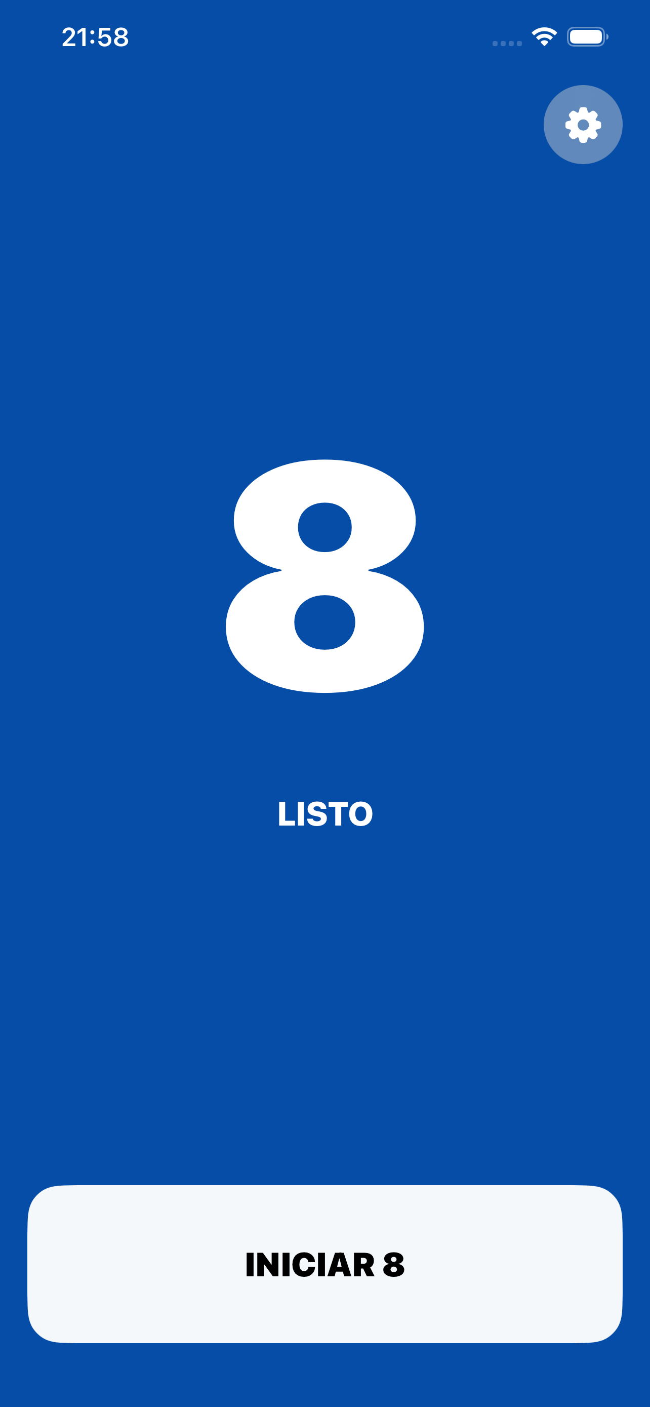 Pantalla de Cuenta atrás 8 durante la cuenta de 8 segundos